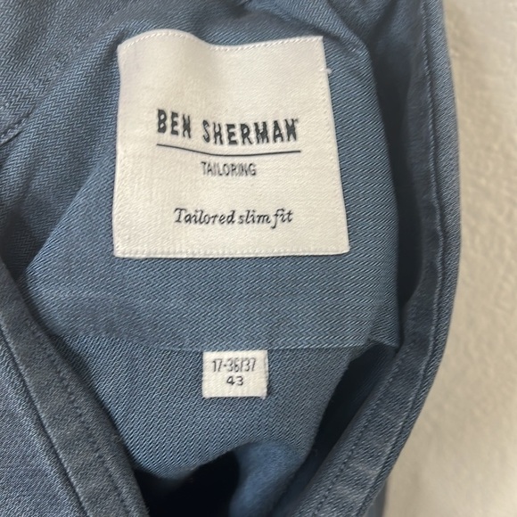 Ben Sherman Navy Tailored Slim Fit Button Up Dress Shirt Men's Sz 17-36/37 - Picture 4 of 5
